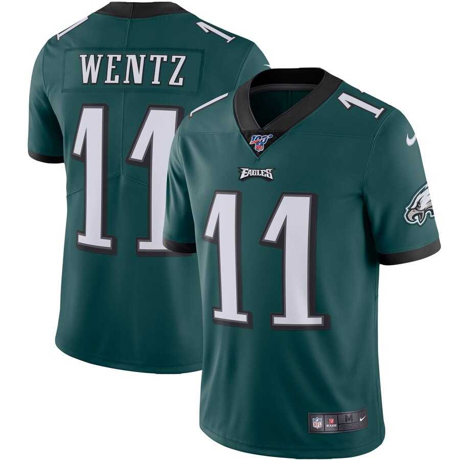 Nike Eagles 11 Carson Wentz Green 100th Season Vapor Untouchable Limited Jersey,We sell and wholesale Nike Eagles 11 Carson Wentz Green 100th Season Vapor Untouchable Limited Jersey on line form chian!